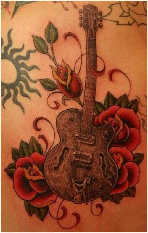 10 disegni alla moda del tatuaggio della chitarra